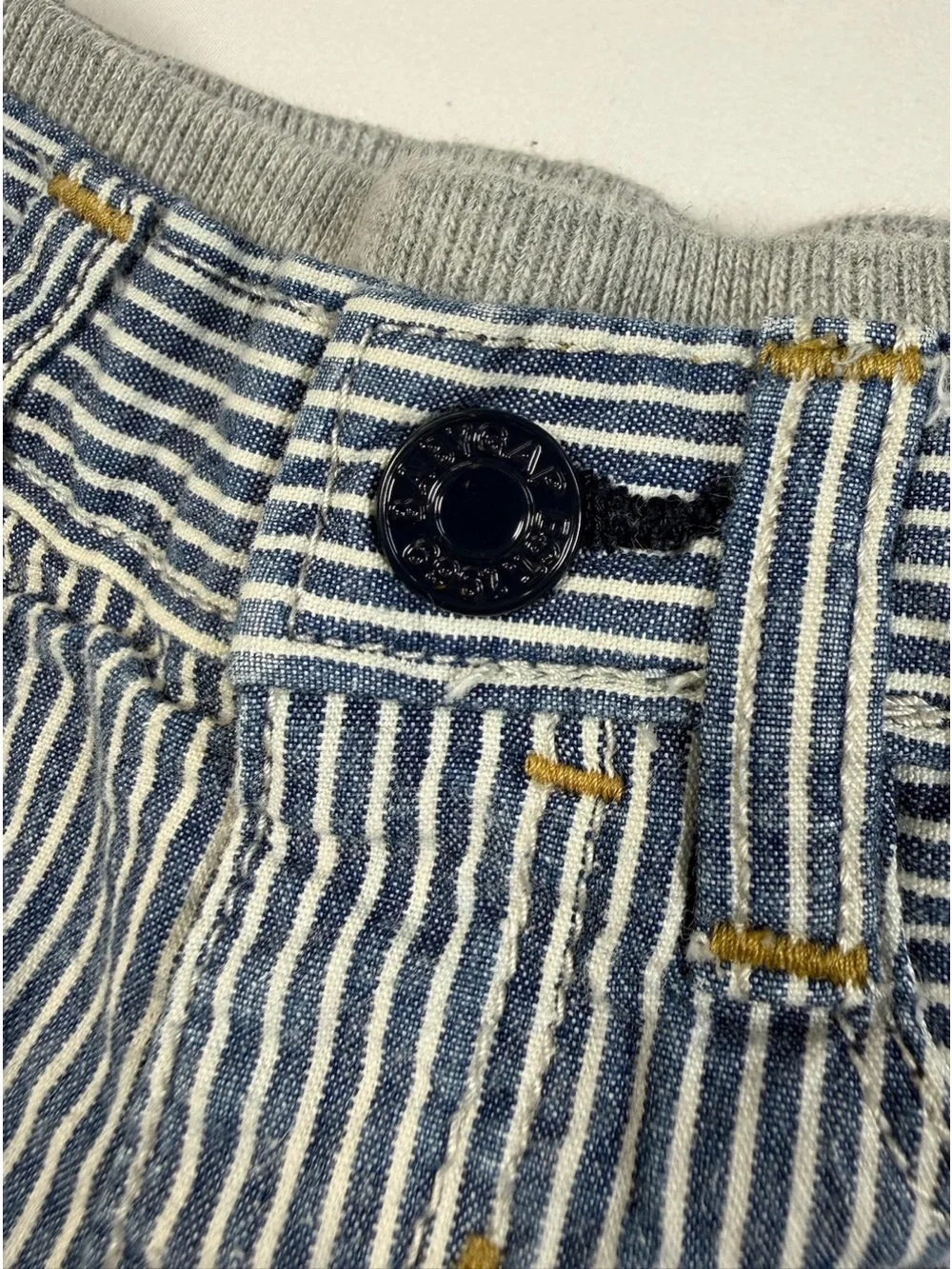 BABY‎ GAP Boys’ Railroad Stripe Knit Elastic Waistband Jean Shorts Nautical 3-6M